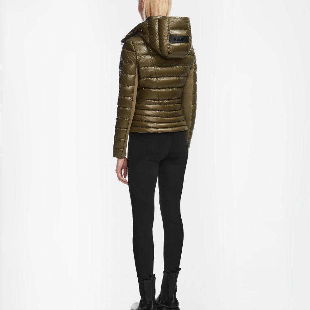 RUDSAK Melissa Metallic Green Puffer Down Jacket Winter Coat Olive Large - Picture 4 of 11